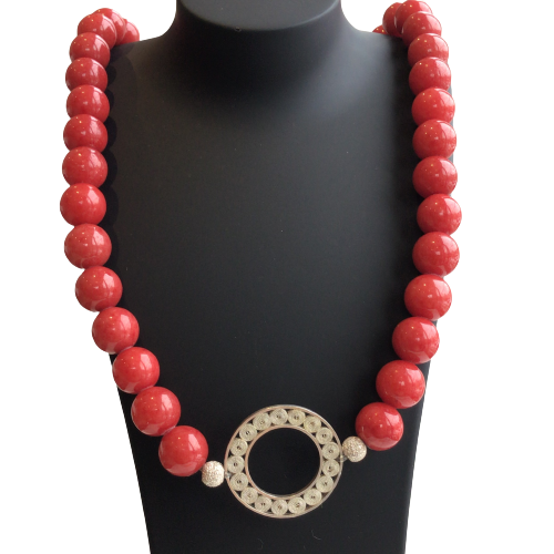 Filigree Red Coral  Necklace - AG Agora Jewellery London